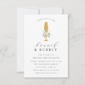 金ゴールドシャンパンウォーターカラーフローラブランチ&バブリー 案内状 (正面)
