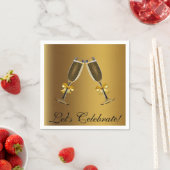 金ゴールドシャンパングラスお祝い紙ナプキンス スタンダードカクテルナプキン (インサイチュ)