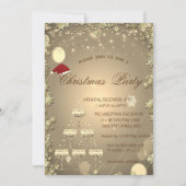 金ゴールドシャンパングラスツリースタークリスマスカンパニー 招待状 (正面)