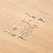 金ゴールドシャンパングラス企業のクリスマスパーティー アクリル招待状 (レイダウン)