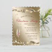 金ゴールドシャンパングラス企業のクリスマスパーティー 招待状 (スタンド正面)