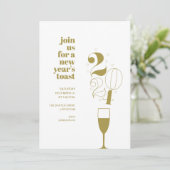 金ゴールドシャンパングラス2024年大晦日パーティー 招待状 (スタンド正面)
