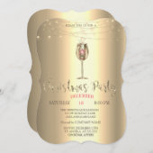 金ゴールドシャンパングラス、ライトクリスマスカンパニー 招待状 (正面/裏面)