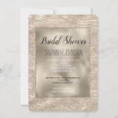 金ゴールドシャンパングリッターゼブラプリントブライダルシャワー 招待状 (正面)