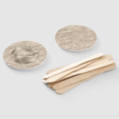 金ゴールドシャンパングリッターゼブラプリント釉薬 ハンドファン (組立なし)