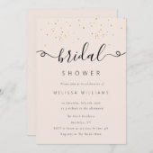 金ゴールドシャンパングリッターブライダルシャワー招待 招待状 (正面/裏面)