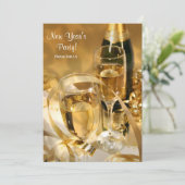 金ゴールドシャンパンニューイヤーズパーティー招待状 招待状 (スタンド正面)