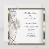 金ゴールドシャンパンハイヒールエレガントシルバー誕生日 招待状 (裏面)