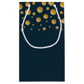 金ゴールドシャンパンバブルブルー&金ゴールド結婚ズ スモールペーパーバッグ (裏面)