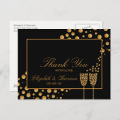 金ゴールドシャンパンバブル婚約パーティサンキュー ポストカード (正面/裏面)