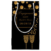 金ゴールドシャンパンバブル婚約パーティ スモールペーパーバッグ (正面)
