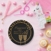 金ゴールドシャンパンバブル婚約パーティ ペーパープレート (パーティー)