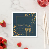 金ゴールドシャンパンバブル – 青と金ゴールド- 結婚s スタンダードカクテルナプキン (インサイチュ)