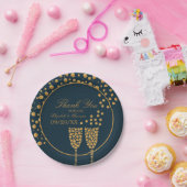 金ゴールドシャンパンバブル – 青と金ゴールド- 結婚s ペーパープレート (パーティー)