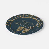 金ゴールドシャンパンバブル – 青と金ゴールド- 結婚s ペーパープレート (アングル)