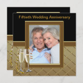 金ゴールドシャンパンフォト50周年記念パーティー 招待状 (正面/裏面)