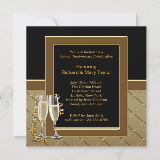 金ゴールドシャンパンフォト50周年記念パーティー 招待状 (裏面)