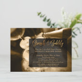 金ゴールドシャンパンブランチ&バブリー手書き 招待状 (スタンド正面)