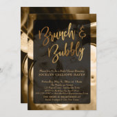 金ゴールドシャンパンブランチ&バブリー手書き 招待状 (正面/裏面)