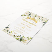 金ゴールドシャンパンホワイトフローラキンセアニェラ 箔招待状 (回転した状態)