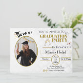 金ゴールドシャンパンミニマリスト卒業パーティー 招待状 (スタンド正面)