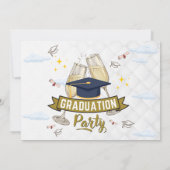 金ゴールドシャンパンミニマリスト卒業パーティー 招待状 (裏面)