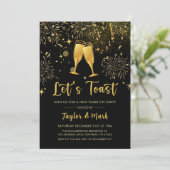 金ゴールドシャンパンレッツトーストニューイヤーズパーティー 招待状 (スタンド正面)