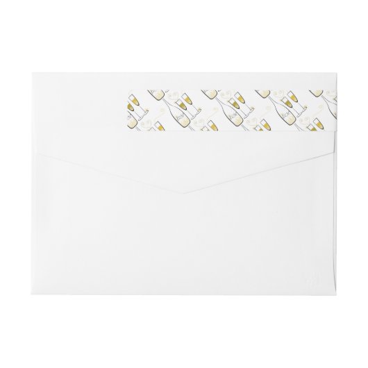 金ゴールドシャンパン応援スタイリッシュ新年の住所 ラップアラウンドラベル (裏面)