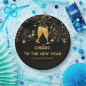 金ゴールドシャンパン応援ニューイヤーイブパーティー ペーパープレート (パーティー)