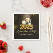 金ゴールドシャンパン応援ハッピーニューイヤー2025ナプキンス スタンダードカクテルナプキン (インサイチュ)