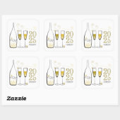 金ゴールドシャンパン応援バブスタイリッシュリーシック新年 スクエアシール (シート)