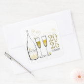 金ゴールドシャンパン応援バブスタイリッシュリーシック新年 スクエアシール (封筒)