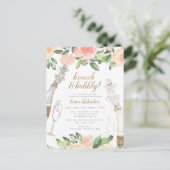 金ゴールドシャンパン&ピーチバラブライダルシャワーブランチ インビテーションポストカード (スタンド正面)