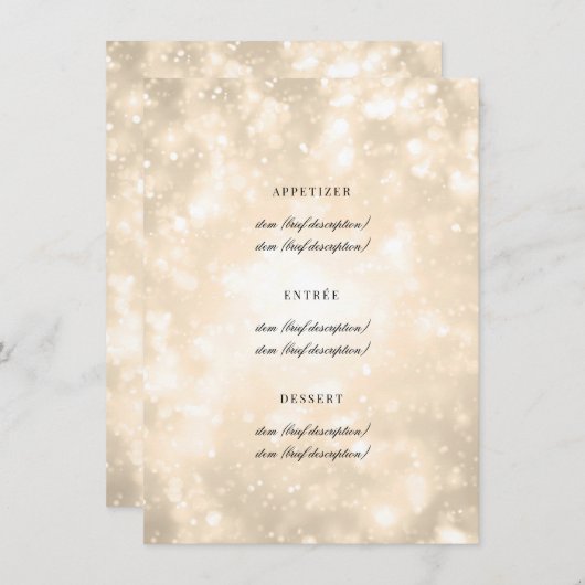 金ゴールドシャンパン《写真》ぼけ味エレガントウェディングメニュー メニュー (正面/裏面)