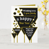 金ゴールドシャンパン、新年の挨拶 カード (黄色い花)