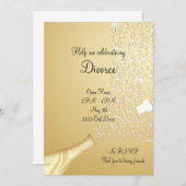 金ゴールドシャンペンの離婚の招待状をぽんと鳴らします 招待状 (正面/裏面)