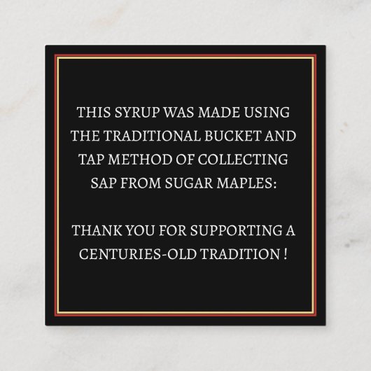 金ゴールドシュガーメープルビジネスカードレッドとブラック スクエア名刺 (裏面)