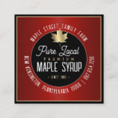 金ゴールドシュガーメープルビジネスカードレッドとブラック スクエア名刺 (正面)