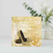 金ゴールドシューズ誕生日パーティーに踏み込む任意の番号 招待状 (スタンド正面)