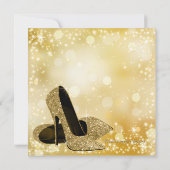 金ゴールドシューズ誕生日パーティーに踏み込む任意の番号 招待状 (裏面)