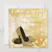 金ゴールドシューズ誕生日パーティーに踏み込む任意の番号 招待状 (正面)