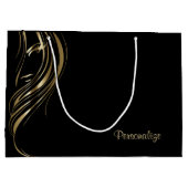 金ゴールドシルエットガールオンブラック ラージペーパーバッグ (裏面)