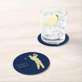 金ゴールドシルエットゴルファー（青） ラウンドペーパーコースター (インサイチュ)