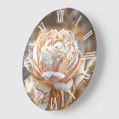 金ゴールドシルクエレガントユニークバラアートドリーム ラージ壁時計 (傾斜)