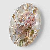 金ゴールドシルクエレガントユニークバラアートドリーム ラージ壁時計 (傾斜)