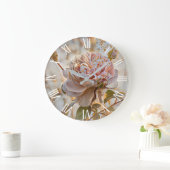 金ゴールドシルクエレガントユニークバラアートドリーム ラージ壁時計 (ホーム)