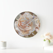 金ゴールドシルクビューティフルユニークバラアートドリーム ラージ壁時計 (ホーム)