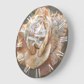 金ゴールドシルクモダンユニークバラアートドリーム ラージ壁時計 (傾斜)