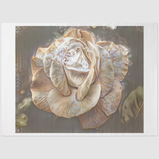 金ゴールドシルクモダンユニークバラアートドリーム 薄葉紙 (正面)