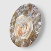 金ゴールドシルク人気があるユニークバラアートドリーム ラージ壁時計 (傾斜)